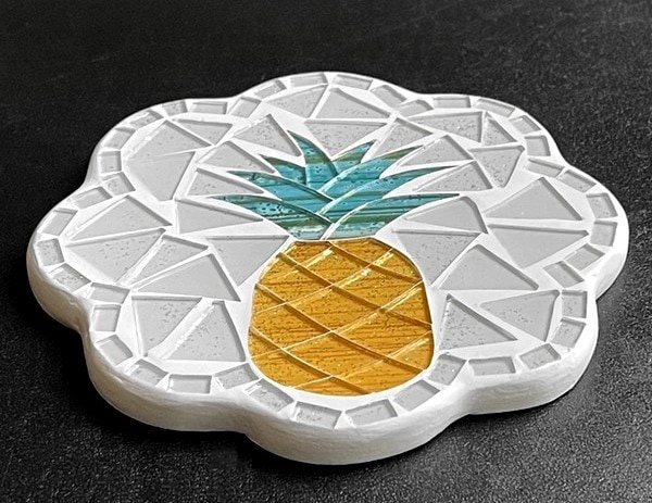 パイナップル柄のモザイクガラスのコースター／バリ雑貨